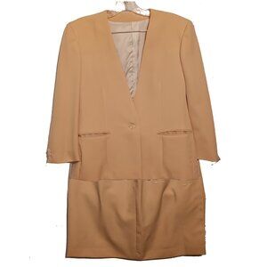 Vintage Barry Bricken 2 pc Beige Wool Skirt Suit Size 8